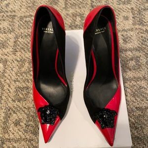 Black and red Versace pumps